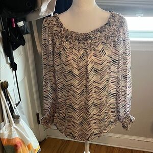 White House Black Market Multicolor Chevron Blouse